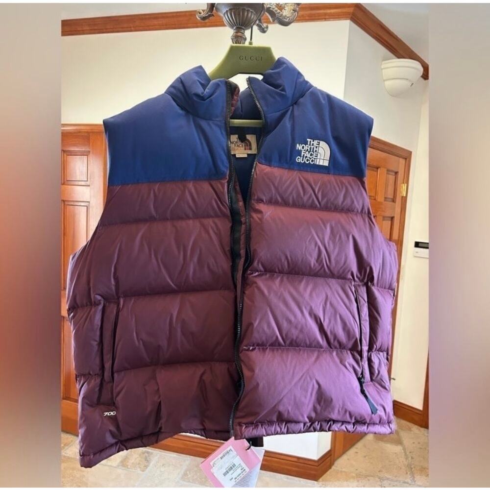 Men’s Gucci, X Northface puffer vest size XXXL with dust bag